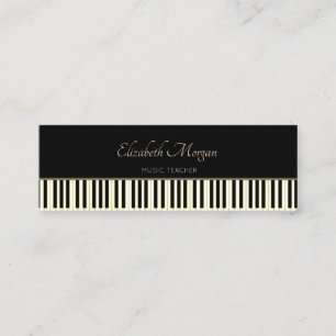 Modern, Black, Piano Keys, muzieleraar Mini Visitekaartje