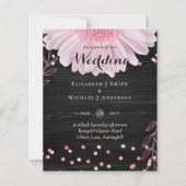 Modern Black Pink Daisy Wedding (Voorkant)