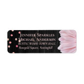 Modern Black Pink Daisy Wedding Etiket (Voorkant)