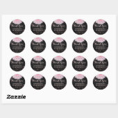 Modern Black Pink Daisy Wedding Ronde Sticker (Vel)