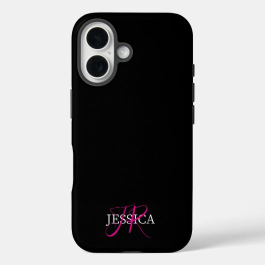Modern Black Pink Feminine Script Case-Mate iPhone Case (Achterkant)
