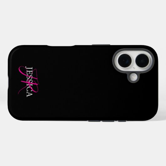 Modern Black Pink Feminine Script Case-Mate iPhone Case (Achterkant (horizontaal))