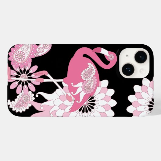 Modern Black Pink Flamingo Case-Mate iPhone Case (Achterkant (horizontaal))