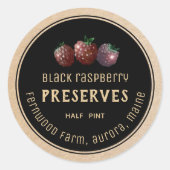Modern Black Raspberry Jam Label Black op Kraft (Voorkant)