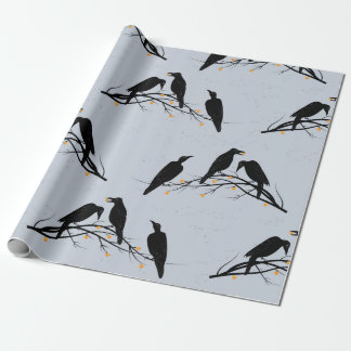 Modern Black Ravens Minimalist Pattern Cadeaupapier