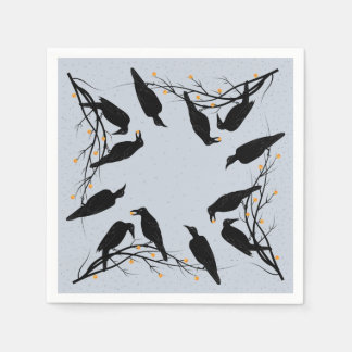 Modern Black Ravens Minimalist Pattern Servet