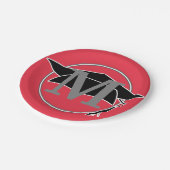 Modern Black Red Afstuderen Monogram Initiaal Papieren Bordje (Gekanteld)