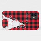 Modern Black Red Buffalo met Big Monogram naam Case-Mate iPhone Case (Achterkant (horizontaal))