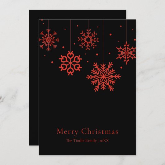 Modern Black Red Script Christmas Tree Feestdagenkaart (Voorkant / Achterkant)