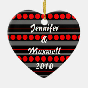 Modern Black Red Stippen Eerste kerstversiering Keramisch Ornament