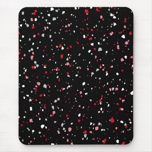 Modern Black Red Terrazzo Trendy Pattern Muismat (Voorkant)