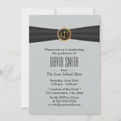 Modern Black Ribbon Silver Law School Afstuderen Kaart (Voorkant)