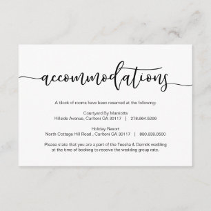 Modern Black romantic font, Accommododations, hote Informatiekaartje