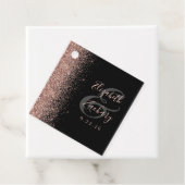 Modern Black Roos Gold Glitter Wedding Bedankjes Labels (In situ)