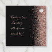 Modern Black Roos Gold Glitter Wedding Bedankjes Labels (Achterkant)