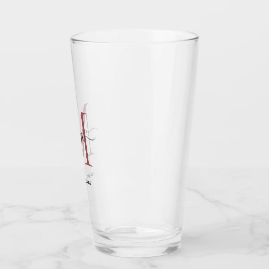 Modern Black Roos Monogram Script Name Initiaal Glas (Links)