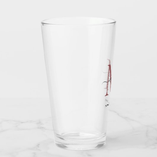 Modern Black Roos Monogram Script Name Initiaal Glas (Rechts)