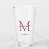 Modern Black Roos Monogram Script Name Initiaal Glas (Voorkant)