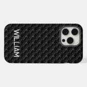 Modern Black Rubber Lattice with Name (Verso Horizontal)