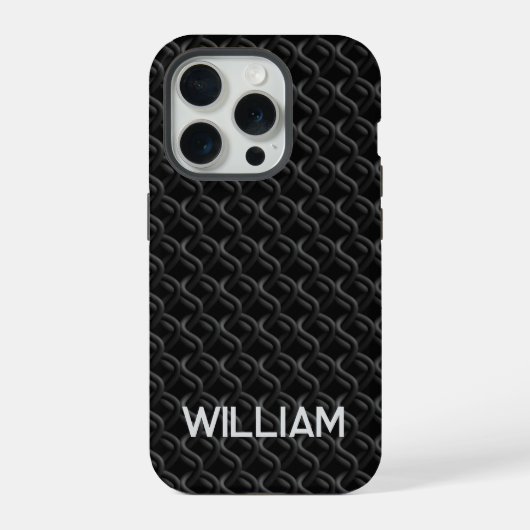 Modern Black Rubber Lattice with Name (Verso)