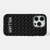 Modern Black Rubber Lattice with Name (Verso Horizontal)