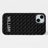 Modern Black Rubber Lattice with Name iPhone Hoesje (Achterkant horizontaal)