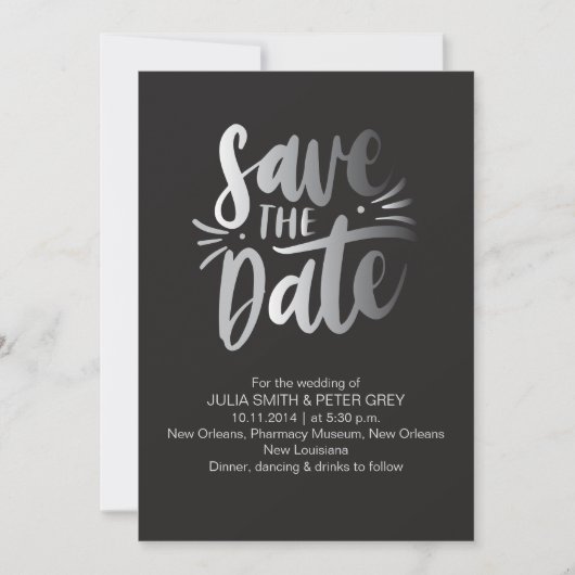 Modern Black Save the Date Uitnodiging (Voorkant)