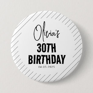 Modern Black Script 30e verjaardag Chic & Minimali Ronde Button 7,6 Cm