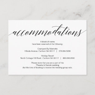 Modern Black Script, accommodaties, hotels Informatiekaartje