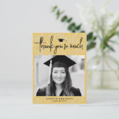 Modern Black Script Gold Glitter AFSTUDEERDER Dank Briefkaart (Staand voorkant)