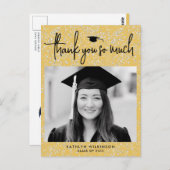 Modern Black Script Gold Glitter AFSTUDEERDER Dank Briefkaart (Voorkant / Achterkant)