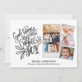 Modern Black Script Good Tidings of Comfort & Joy Feestdagenkaart (Voorkant)