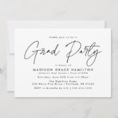 Modern Black Script Graduation Party Kaart (Voorkant)