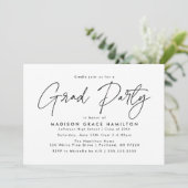 Modern Black Script Graduation Party Kaart (Staand voorkant)