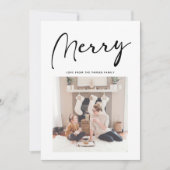 Modern Black Script MERRY Chic Minimalist Feestdagenkaart (Voorkant)