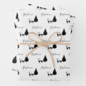 Modern Black Script "Merry Kerstmis" en Deers Inpakpapier Vel (In situ)