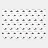 Modern Black Script "Merry Kerstmis" en Deers Inpakpapier Vel (Voorkant)