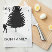 Modern Black Script "Merry Kerstmis" en Deers Theedoek (Quarter Fold)