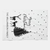 Modern Black Script "Merry Kerstmis" en Deers Theedoek (Horizontaal)