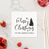 Modern Black Script "Merry Kerstmis" en Fir Tree Servet (Insitu)
