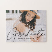 Modern Black Script Photo Afstuderen Legpuzzel (Horizontaal)