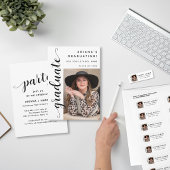 Modern Black Script Photo Graduation Invitation