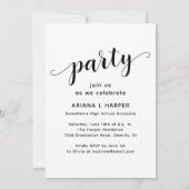 Modern Black Script Photo Graduation Invitation (Dos)