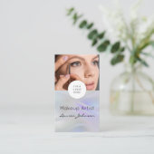 Modern Black Script Photo Makeup Visitekaartje (Staand voorkant)
