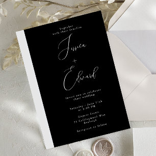 Modern Black Script Uitnodiging voor een bruiloft
