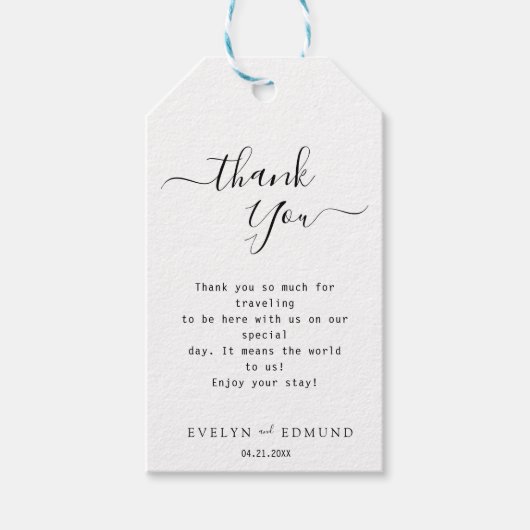 Modern Black Script Wedding Dank u wel Cadeaulabel (Voorkant)