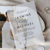 Modern Black Script Wedding Vellum Uitnodigingen