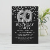 Modern Black & Silver 60e verrassingsdag Kaart (Staand voorkant)