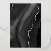 Modern Black Silver Agate Dark Wedding Folie Uitnodiging (Achterkant)