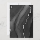Modern Black Silver Agate Dark Wedding Invitation Kaart (Achterkant)